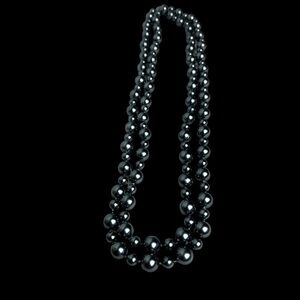 Gunmetal Grayish Black Faux Pearl Long Necklace